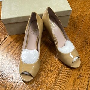 Vince Camuto peep toe block heels in nude.  Good condition. Size 7 1/2.